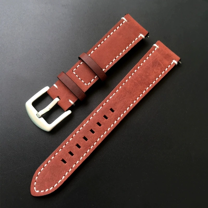 Top Grain Genuine Leather Watch Band Strap Quick Release Watch Bands 18mm 20mm 22mm Vintage Watchbands High Quality