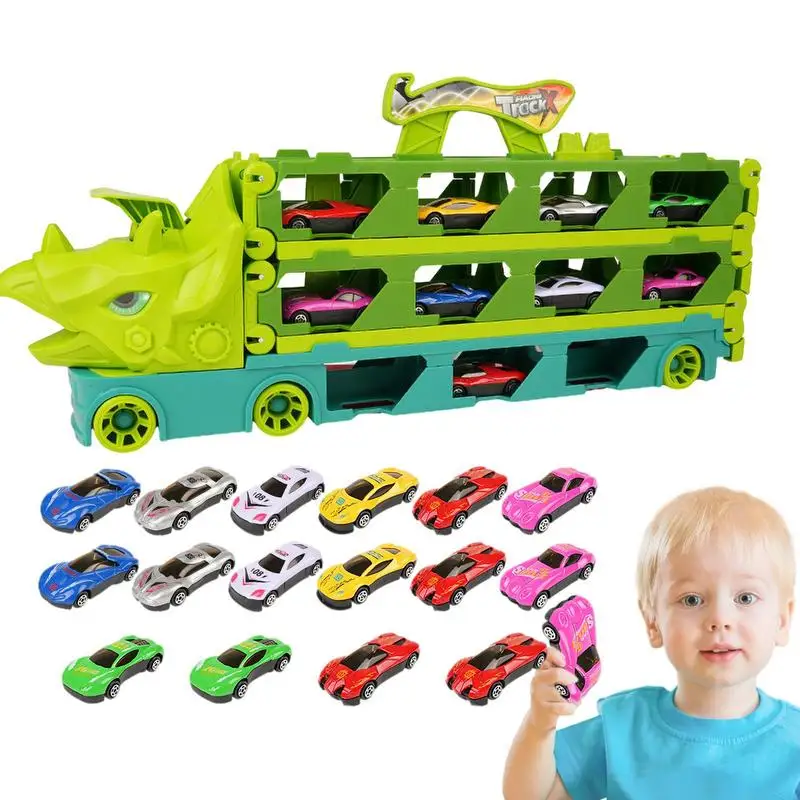 Dinosaur Car Transport Carrier Truck Safe Toddler Trucks Toy Fun and Educational Dinosaur Toys Truck Gift for Children Boys