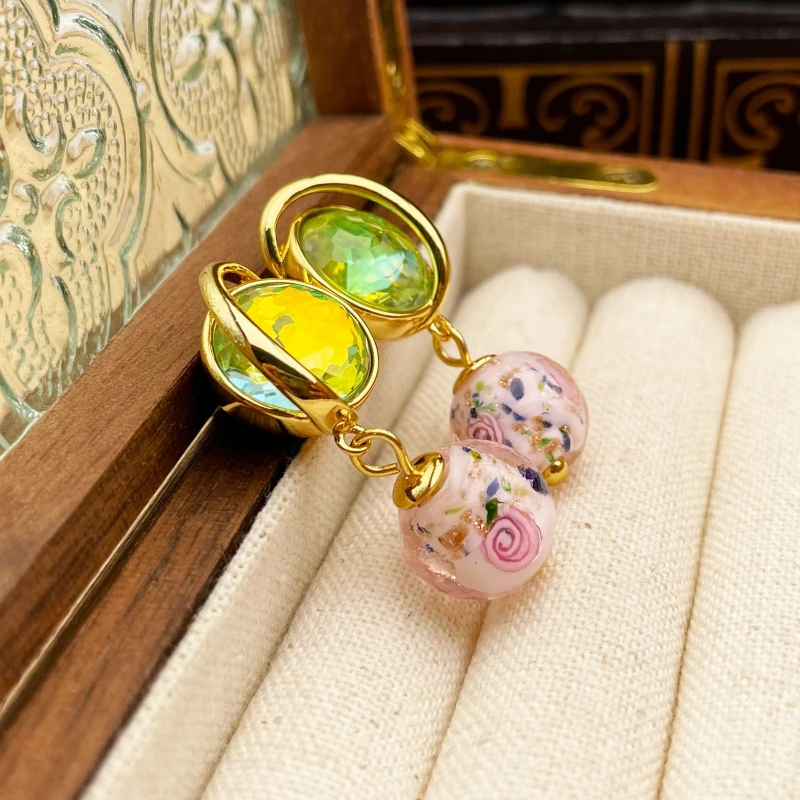 

Designer Vintage Chinese Style Vintage Colored Glaze 18k Gold Plated Dangle Earrings Set , Woman Ear Accessories Gift