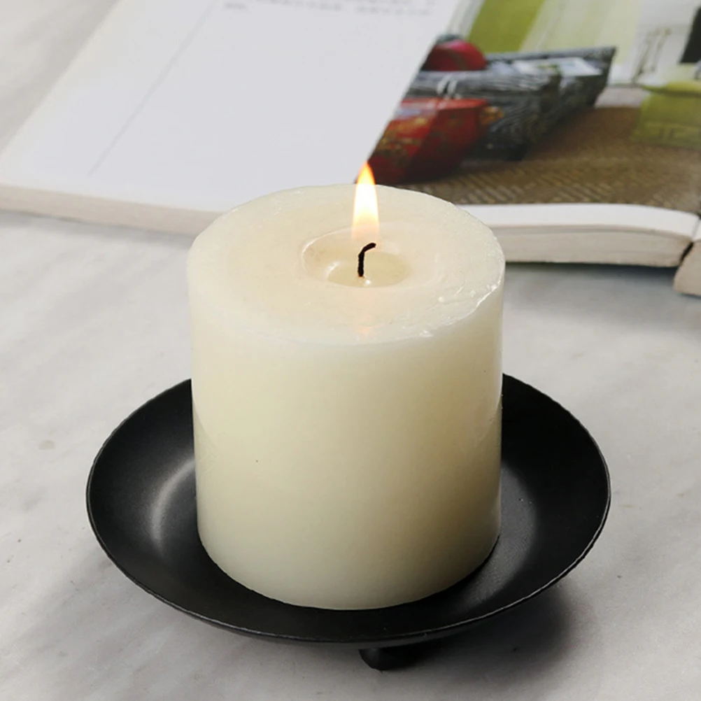 

2pcs Holders Vintage Decorative Tray Heat Resistant Desktop Elegant Candlestick for Home Office Party Wedding Decoration