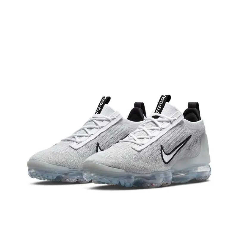 Nike Vapormax Flyknit 2021 Men's White Gray Shock-absorbing Springback Non-slip Wear Comfortable Breathable Leisure Sports Shoes