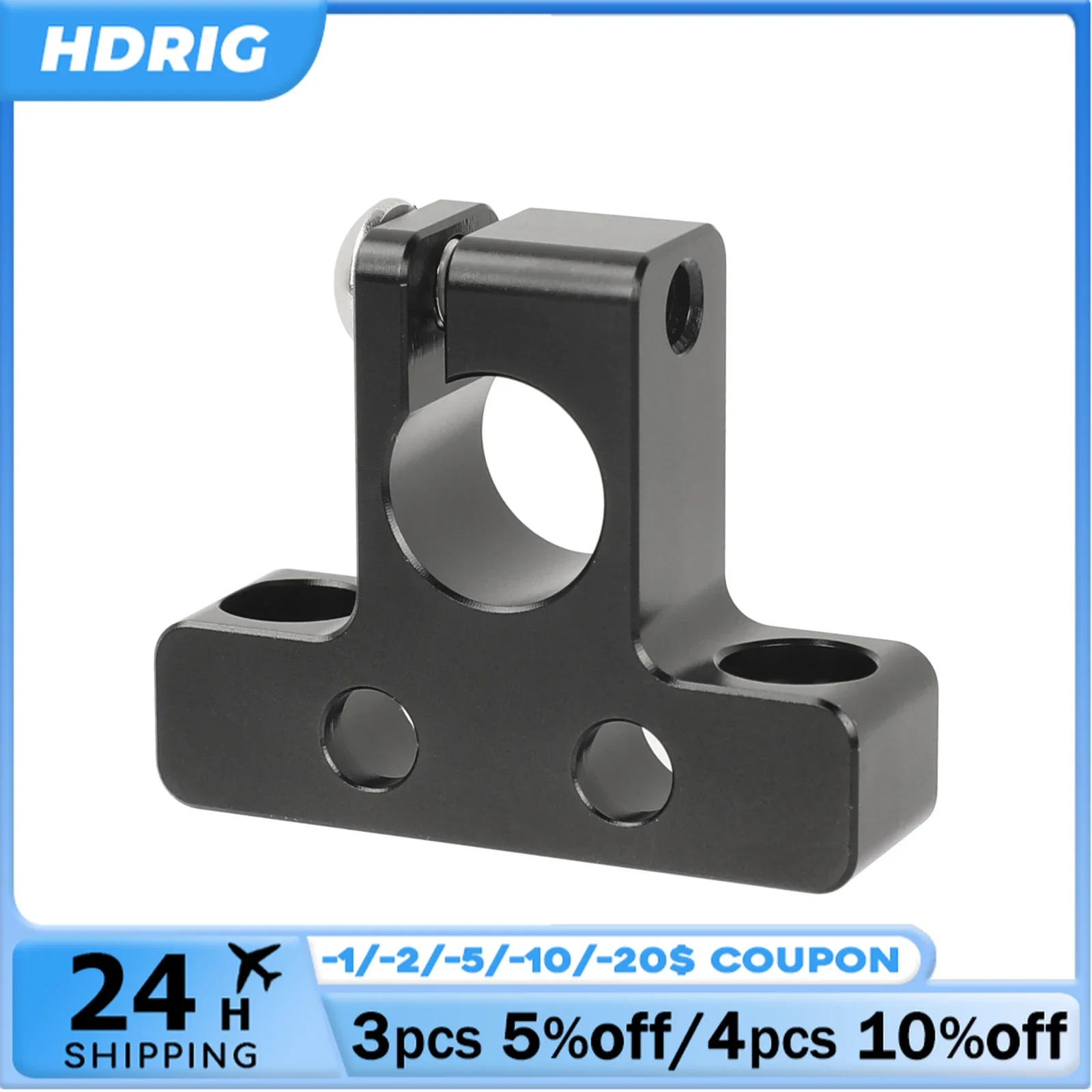 

HDRIG 15mm Rod Clamp With 1/4"-20 Unthreaded Mounting Points For Camera Cage/Rod Accessories