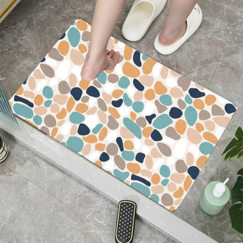 Pebble Shower Mat PVC Coil Drain Floor Mat Bathroom Anti-slip Mats Waterproof Bathing Anti-fall Foot Pad Doormat