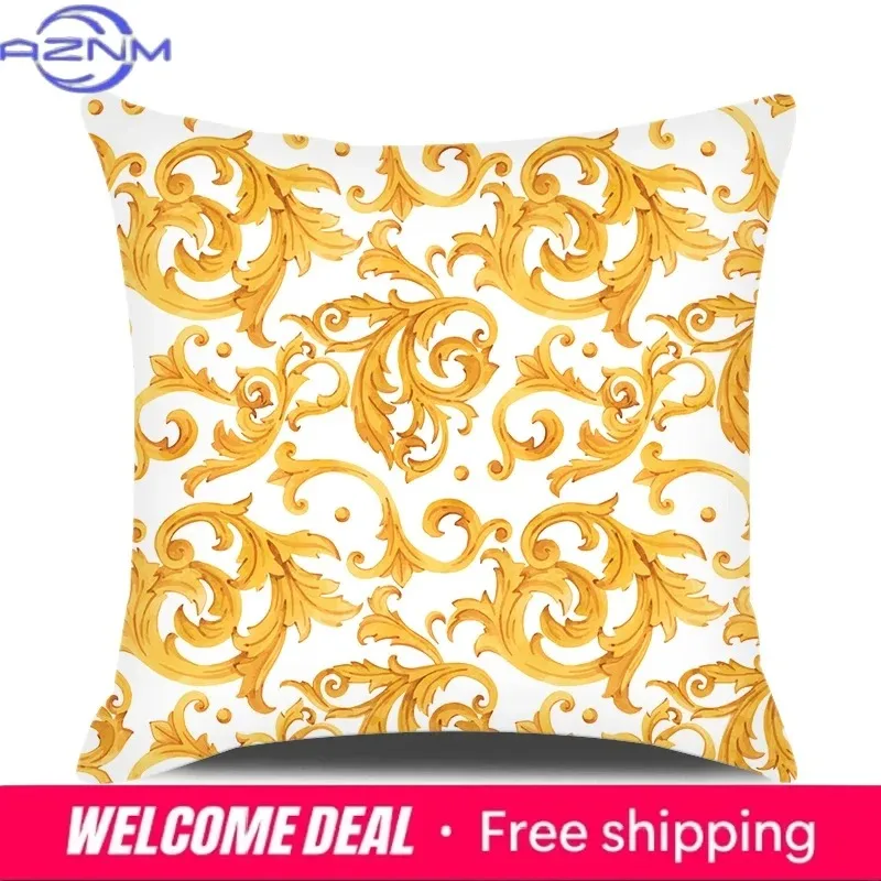 European Style Home Decorative Cushion Cover 18x18 Inches Geometric Printed Throw Pillowcase Baroque Decor Pillow Cover for Sofa