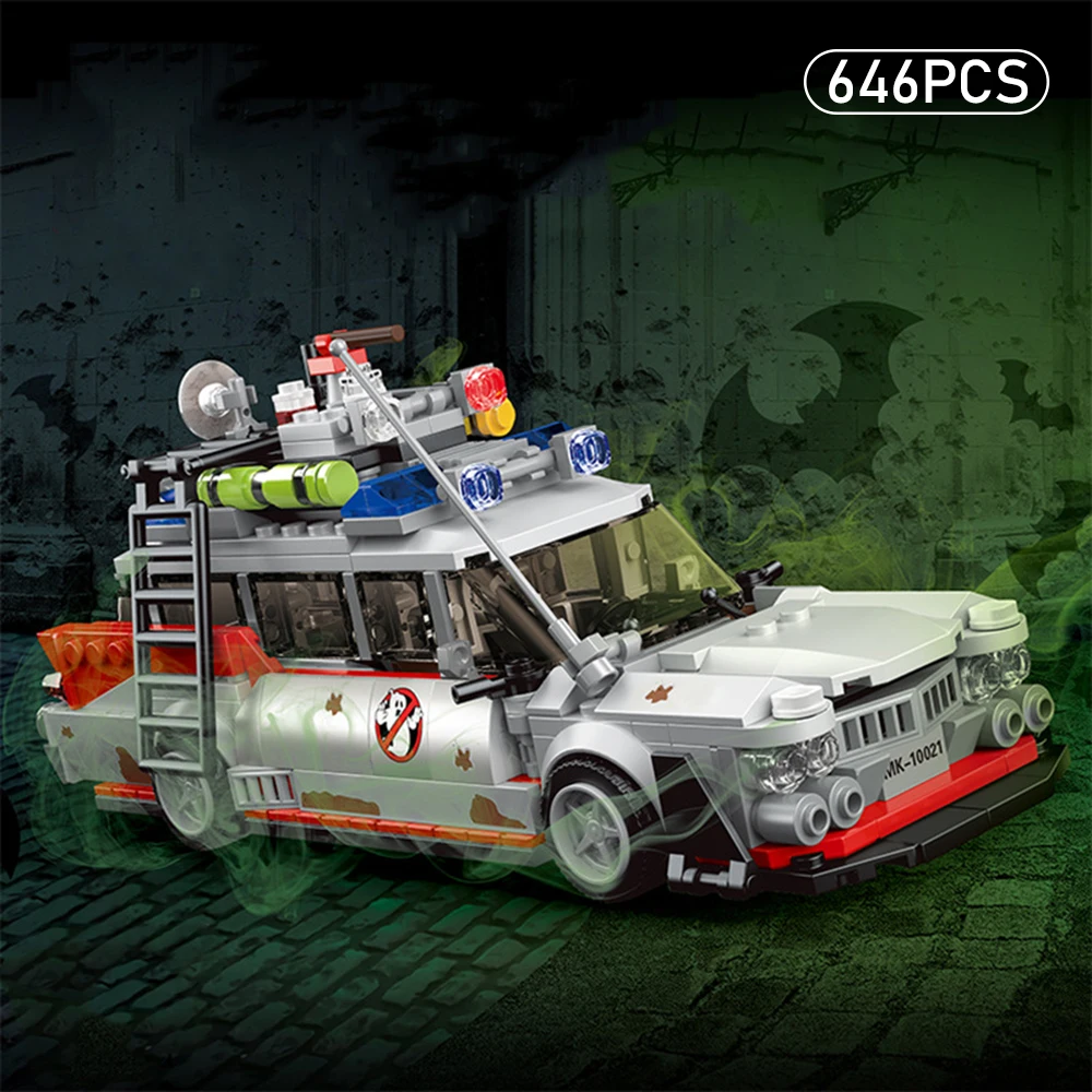 

Мини-конструктор «Автобус для охоты на призраков» на Хэллоуин, сборная модель, маленькие кирпичики, креативное транспортное средство, коллекционный подарок, декор