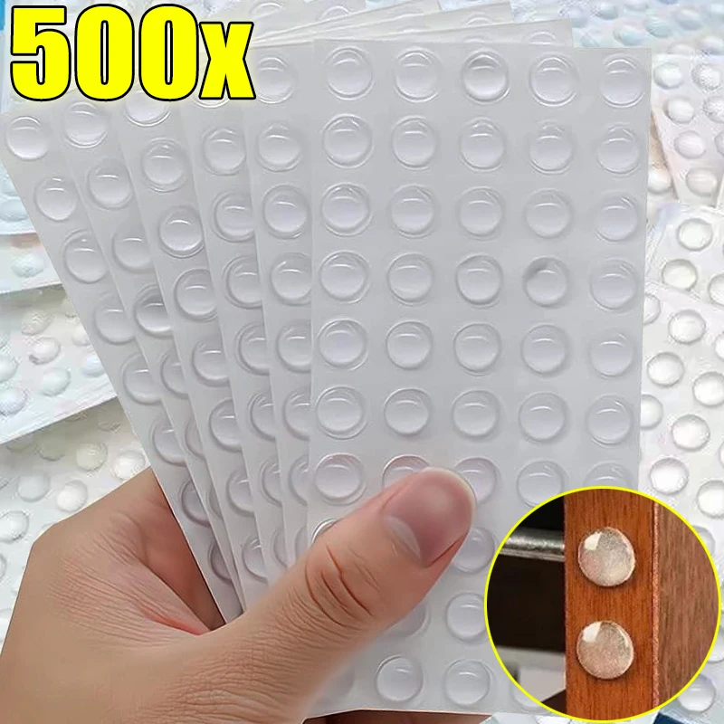 

500/50pcs Self-Adhesive Silicone Door Stop Non-Slip Damper Buffer Cabinet Bumpers Silicone Furniture Dots Cushion Protective Pad