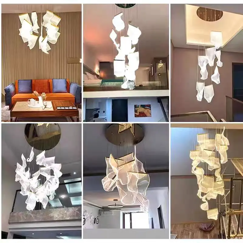 

2025 New Modern Led Fashionable Living Room Ceiling Chandelier Duplex Staircase Restaurant Attic Home Decoration Light Fixture