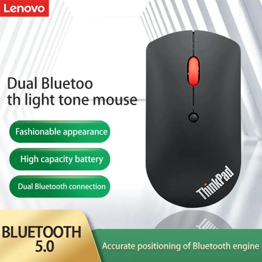 

Lenovo Wireless Mouse ThinkPad Wireless Dual Bluetooth Office Laser Mouse Black Ergonomic Laptop Mouse