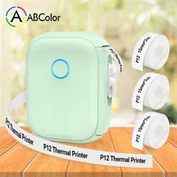 Mini Label Maker P12 Wireless Bluetooth Label Printer Handheld Thermal Label Machine DIY Self-adhesive Continuous Label Paper