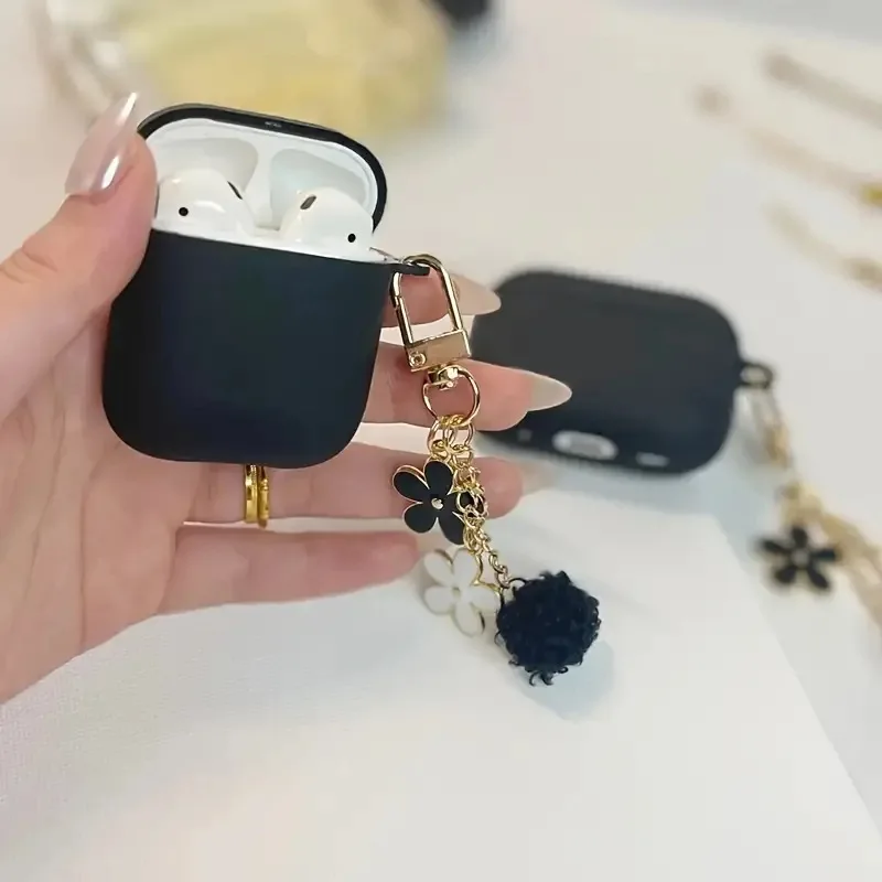 For apple airpod 4 12 3 Case Cute Flower keychain Case airpod pro 2 cover Luxury Flower Silicone earphone cover AirPods pro Case