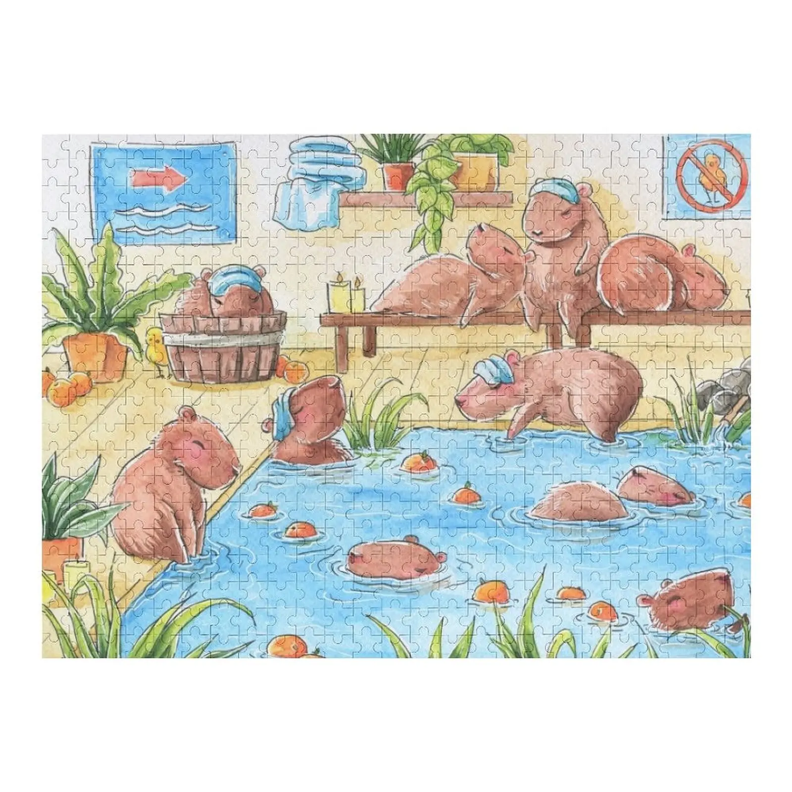 

Capybara Spa Day Jigsaw Puzzle Custom With Photo Custom Wooden Gift Puzzle