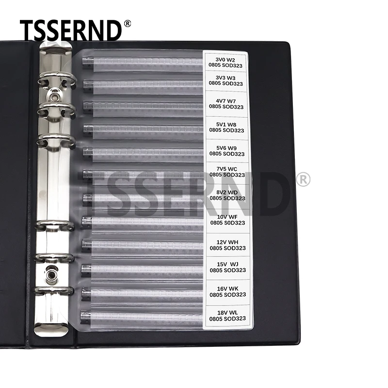 SMD Zener Diode Sample Book SOD-123 1206 SOD-323 0805 2.4V - 30V 28Values 0.5W 1/2W Package Series Assorted Kit