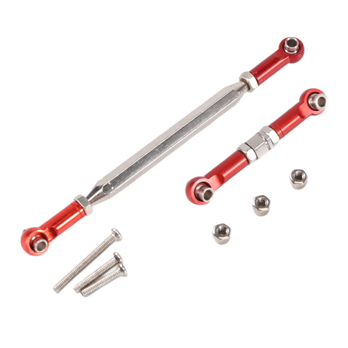 A72I Metal Adjustable Steering Linkage Servo Link Pull Rod Turnbuckle for MN D90 D99 MN-90 -45 1/12 RC Car Crawler,Red