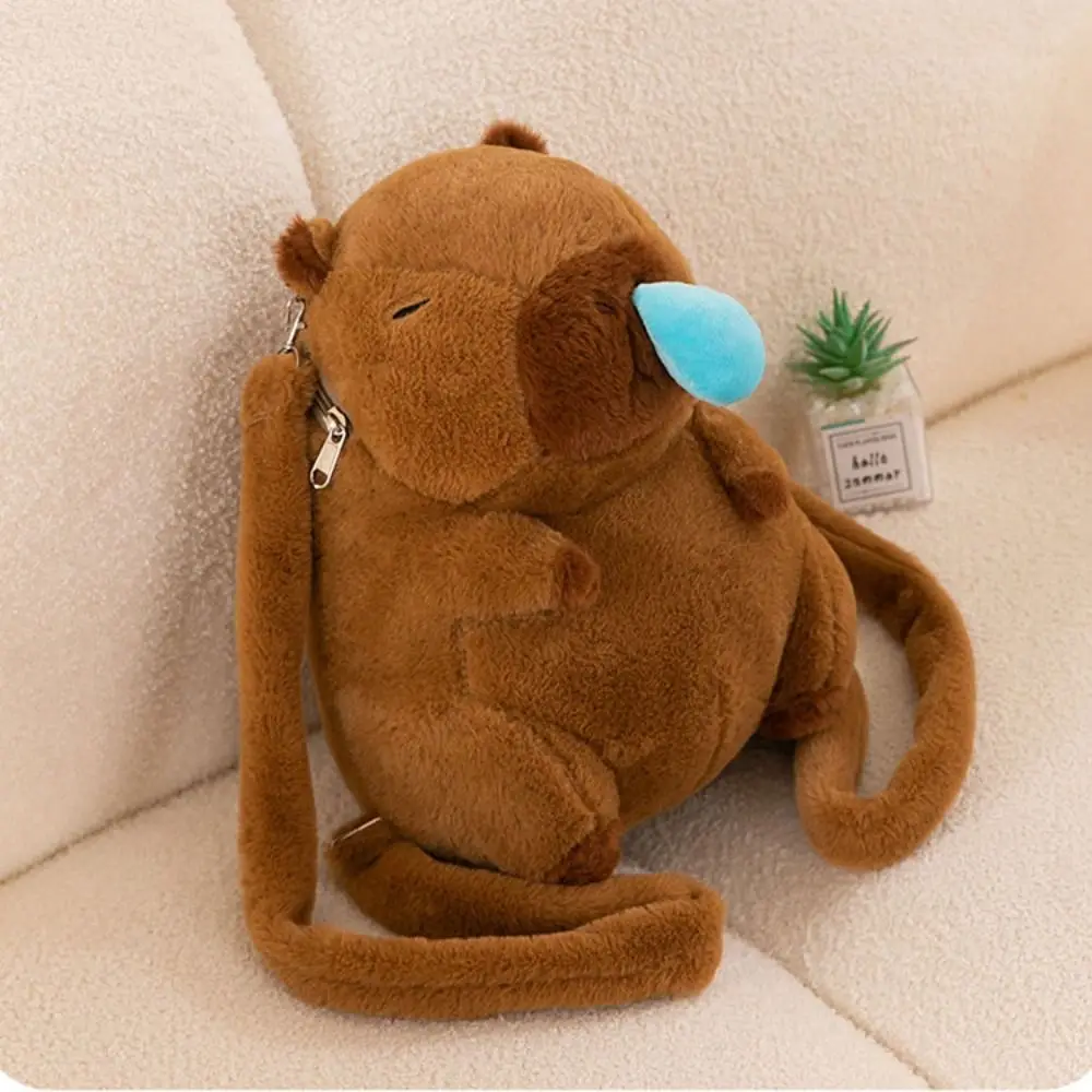 Plush Capybara Capybara Plush Backpack Animal Cartoon Large Capacity Capybara Crossbody Bag Cotton Cute Capybara Plush Bag