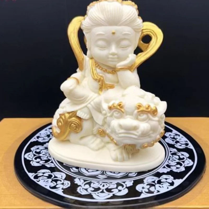 New Ivory Nut Puxian Manshu Guanyin Bodhisattva Cartoon Ornaments Buddha Statue Crafts Home Worship Car Safe