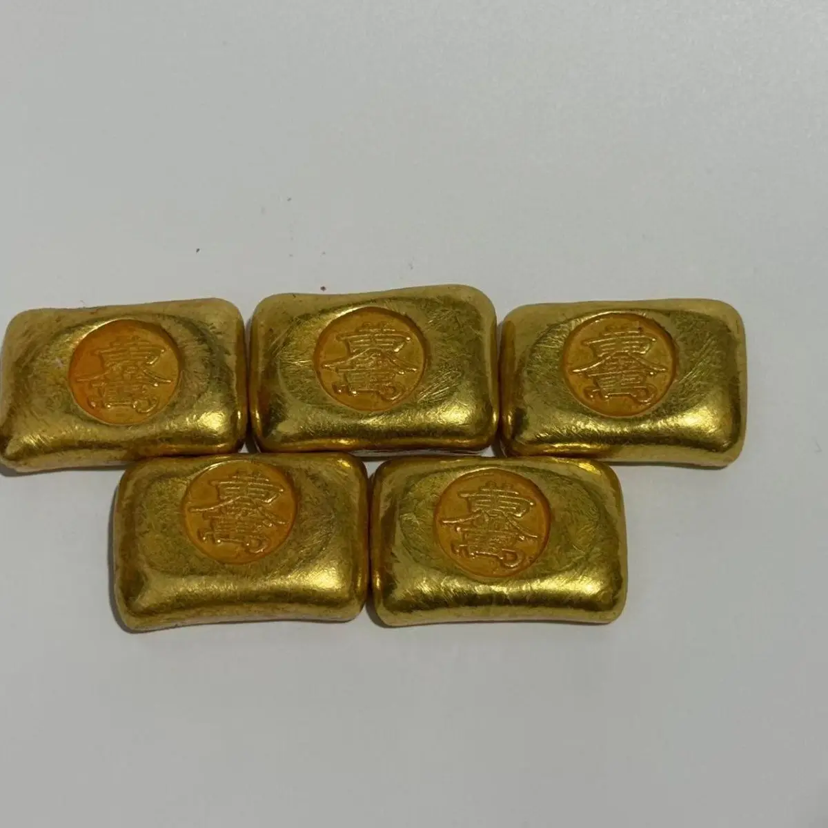 Treasure copper gilt gold brick ingot ancient republic of China brass gilt solid antique bar collection one