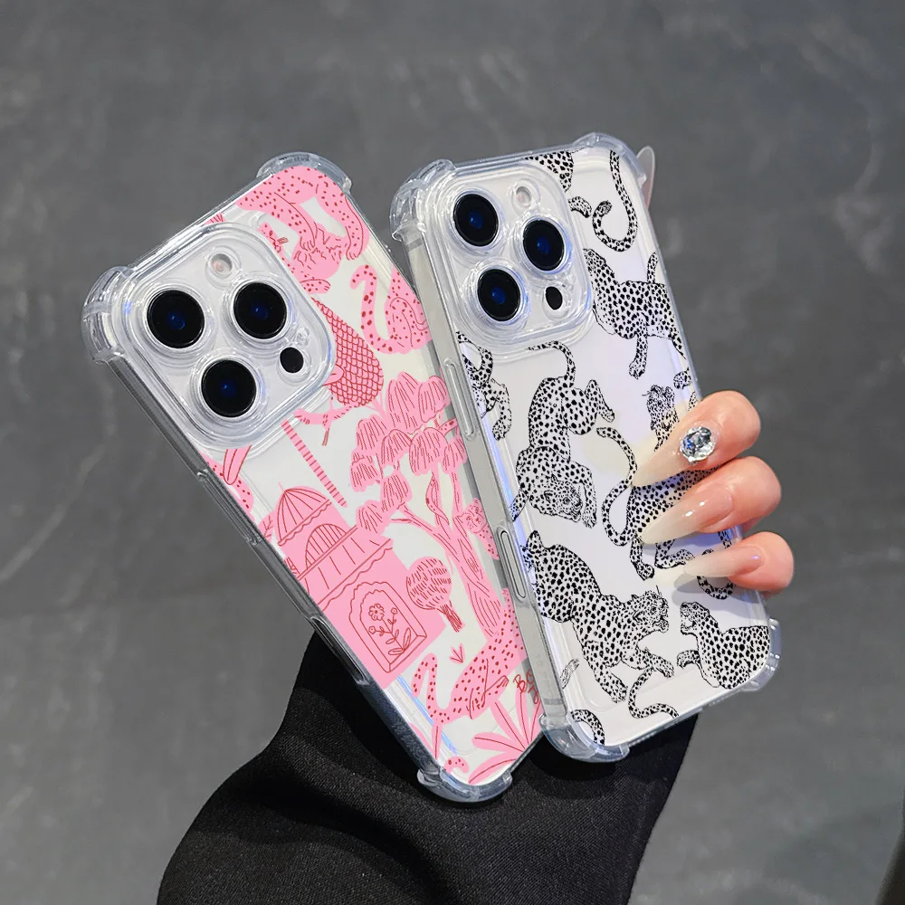 Fashion Pink Leopard Phone Case For vivo V40 V30 V29 V27 V25 V23 Y02 Y50 Y76 Y38 Y28 Y03 Y17s Y78 Y36 Y27 Y35 Pro 4G 5G Cover