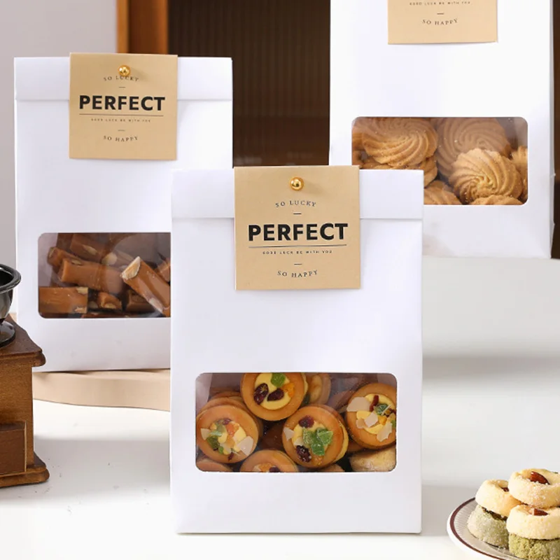 Cajas de panadería Kraft ecológicas: envases reciclables para galletas y dulces para galletas, golosinas de malvaviscos, caramelos, caramelos,