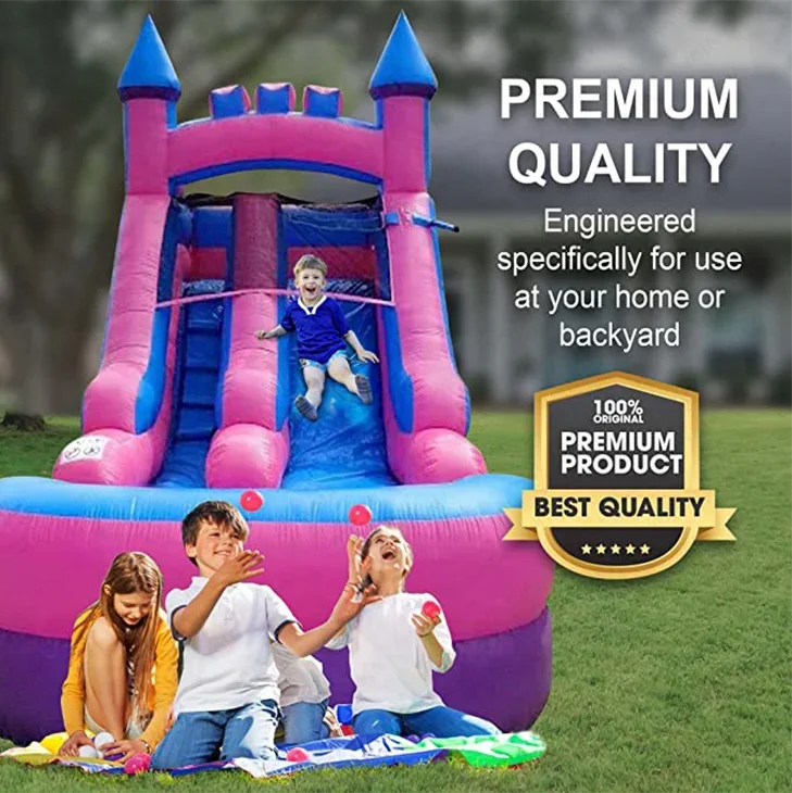 21' L X 9' W X 12' H Pink Princess Indoor Playground For Inflatable Slide Splash Water Pool Kids For Garden Educational Public U