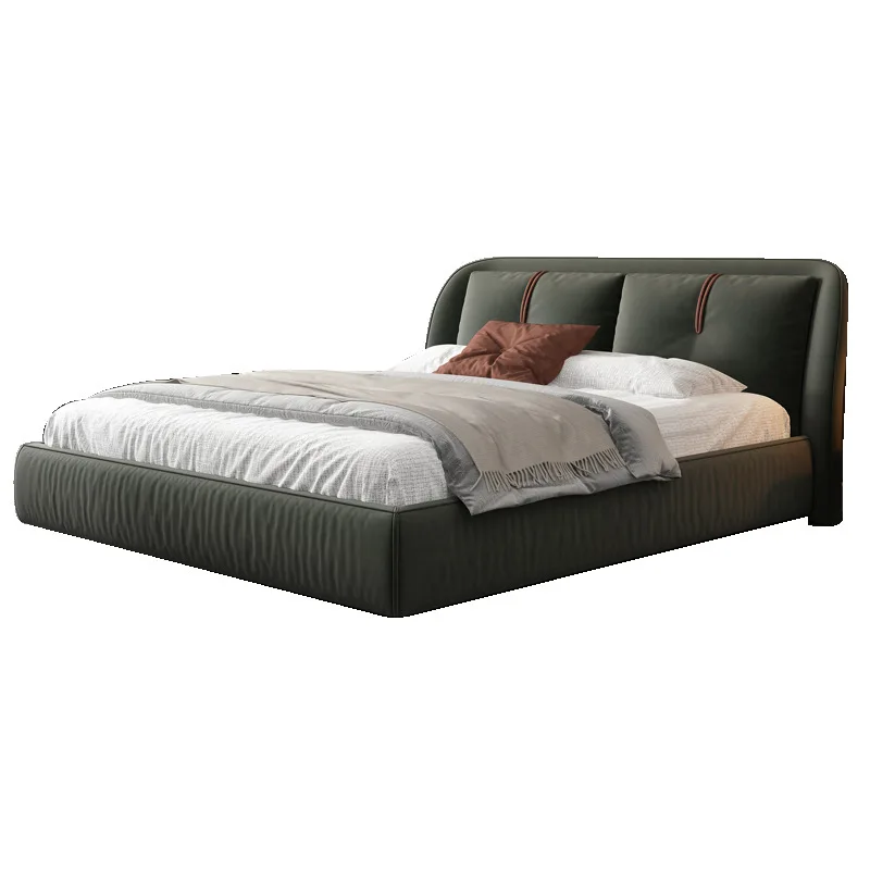 

Minimalist Leather designer king queen size upholstered bed