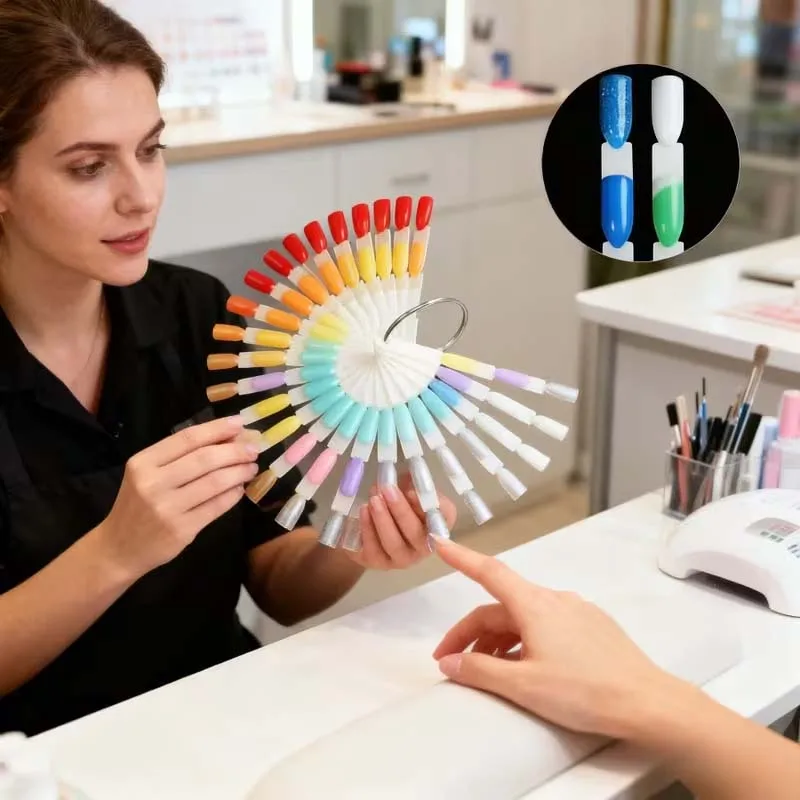 150 قطعة مسمار الفن شكل مروحة عرض الرسم البياني الطبيعي هلام البولندية التلوين عينة ممارسة التدريب أظافر صناعية مع حلقة قابلة للإزالة #3