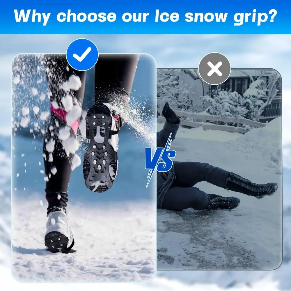 New 11 Studs Ice Snow Traction Cleats Non-slip Stretch Rubber Crampons Wear-resistant Gripper Snow Spikes Footwear Accessories