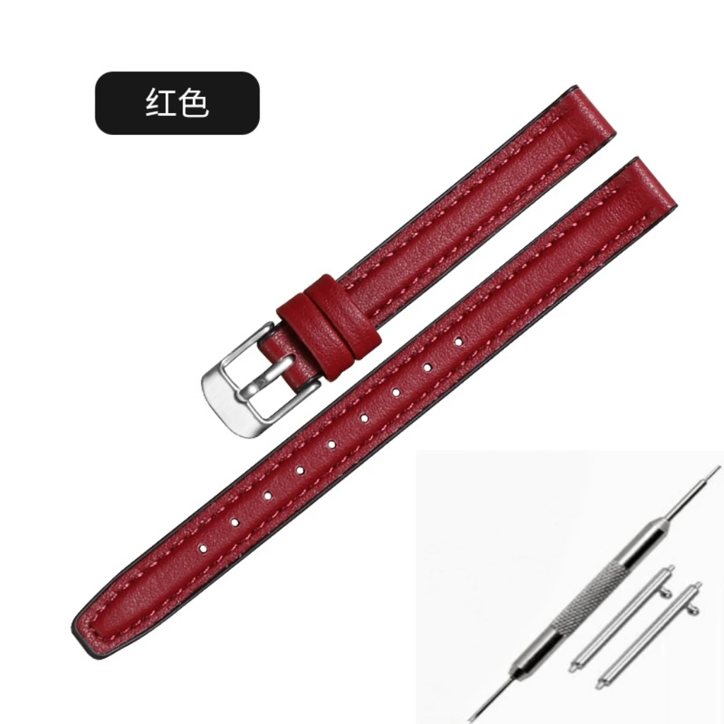 لينة حزام (استيك) ساعة حزام المرأة 10 مللي متر 12 مللي متر 14 مللي متر حجم صغير عرض الطبقة الأولى جلد البقر سيليكون أسفل أشرطة ساعات اليد حزام رقيقة جدا