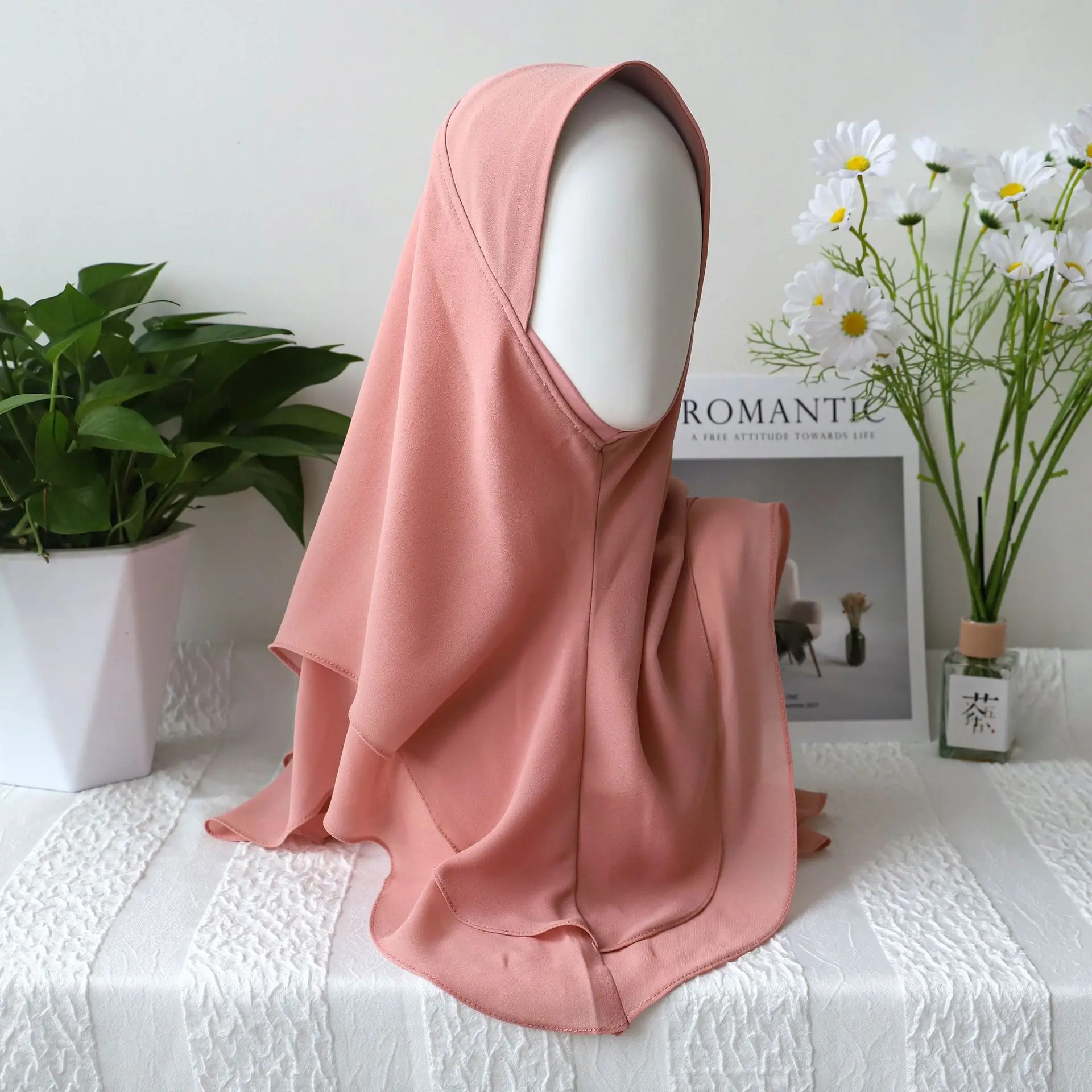 

Модный платок с жесткими полями, шляпа с мерцающими женщинами, шарф на голову, мусульманский хиджаб, тюрбан, исламская накидка, готовая накидка, Amira Khimar Nikab