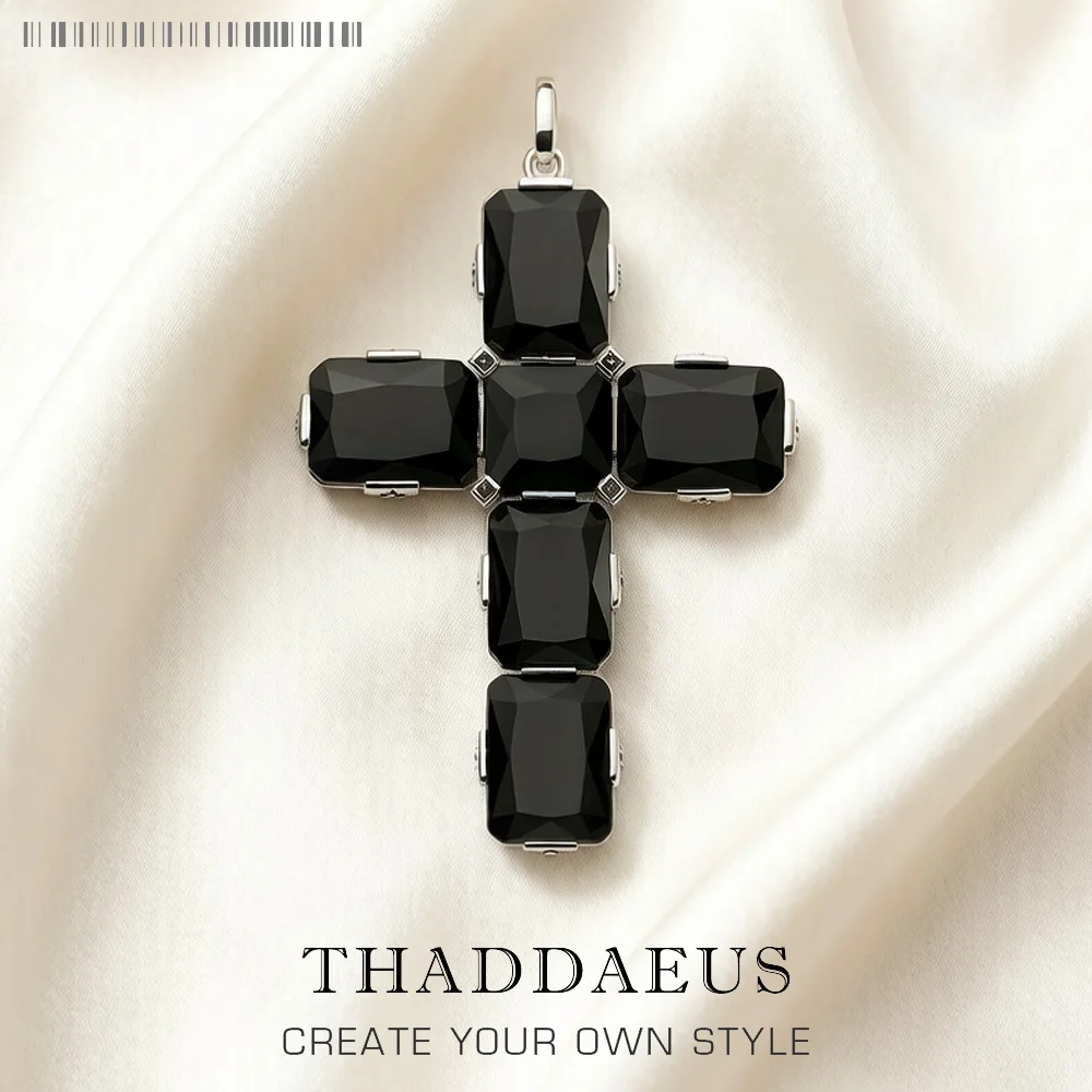

Timeless Cross Black Zircon Pendant Brand New 925 Sterling Silver Jewelry Accessories Vitnage Gift For Women