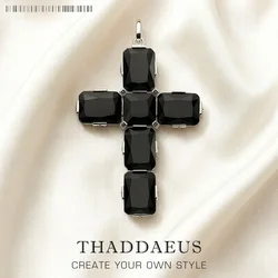 Timeless Cross Black Zircon Pendant Brand New 925 Sterling Silver Jewelry Accessories Vitnage Gift For Women