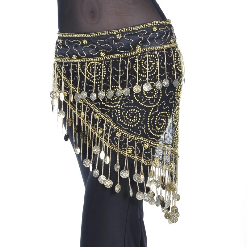 Belly dance belt costumes sequins tassel belly dance hip scarf for women belly dancing belts indain colors belt