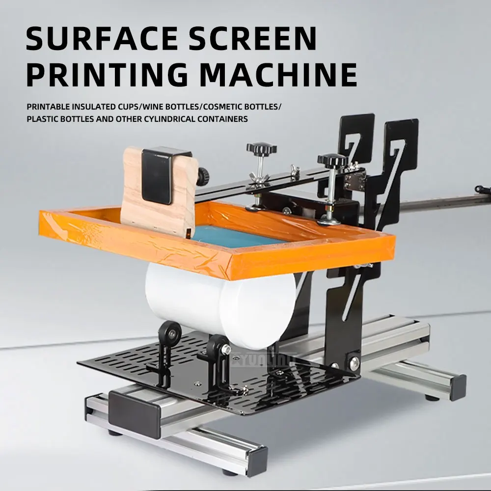 Manual Curved Screen Cylindrical Items;Printing Machine Complete Set For Mugs Bottles;  With Accessories