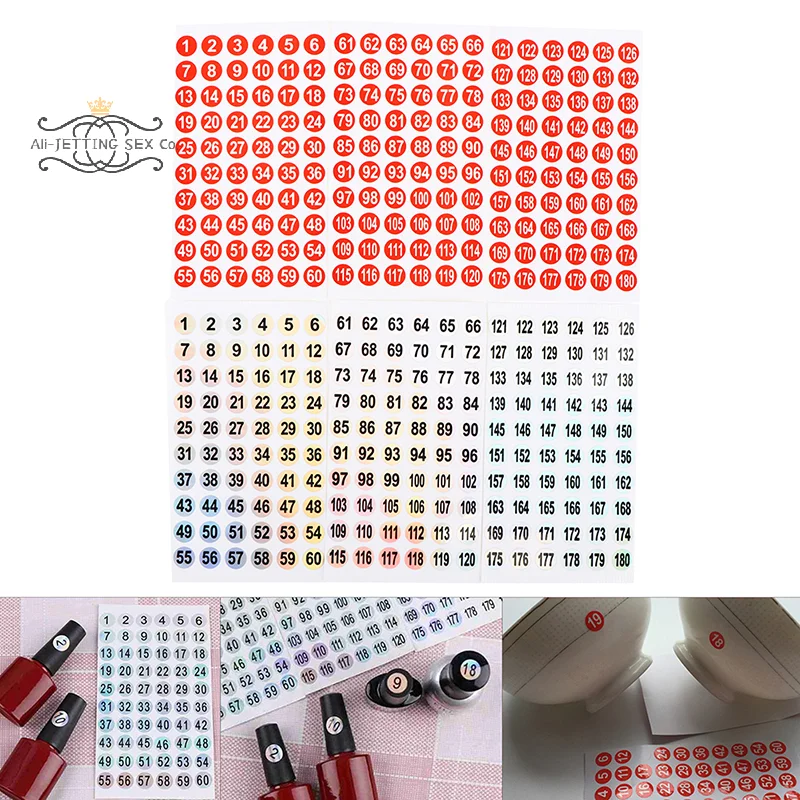 3 Blatt Nummer Aufkleber 1-100 Etikett für Nagellack Farbe runde Hologramm Markierung