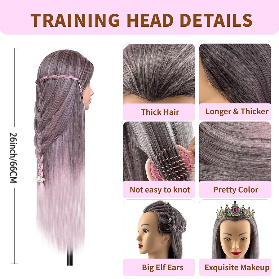 26 Inch Ombre Hair Mannequin Head for Braiding Practice