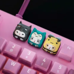 Crossdressing Kitten Artisan Keycap Custom Cute Resin Keyboard Cap Hand-colored KeyCap for Mechanical Keyboard Cherry MX Gift