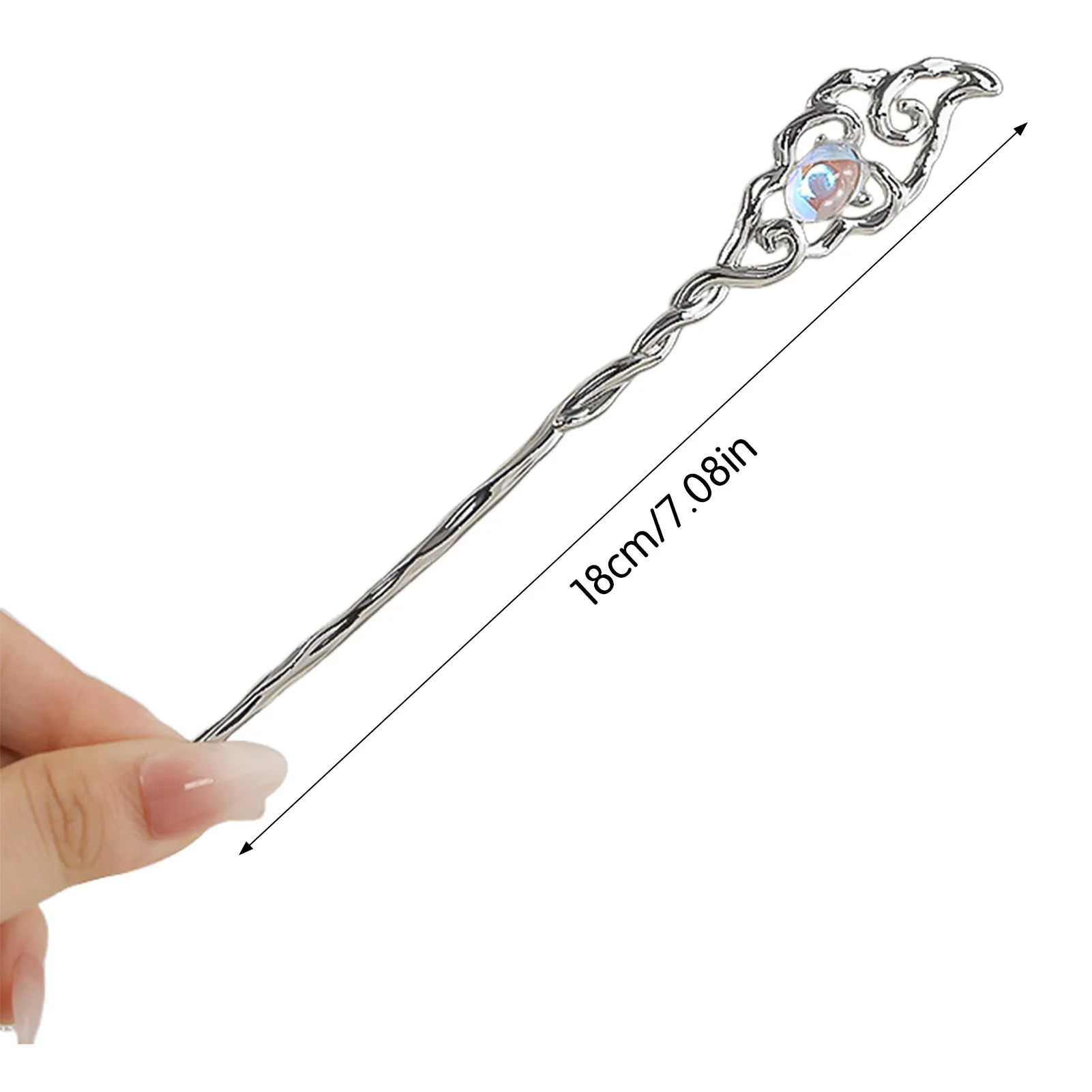 سبائك فضية اللون الشعر العصي الشوك جديد النمط الصيني ذيل حصان حامل أوبدو مجوهرات لامعة كريستال ستار/زهرة على شكل دبابيس الشعر #6