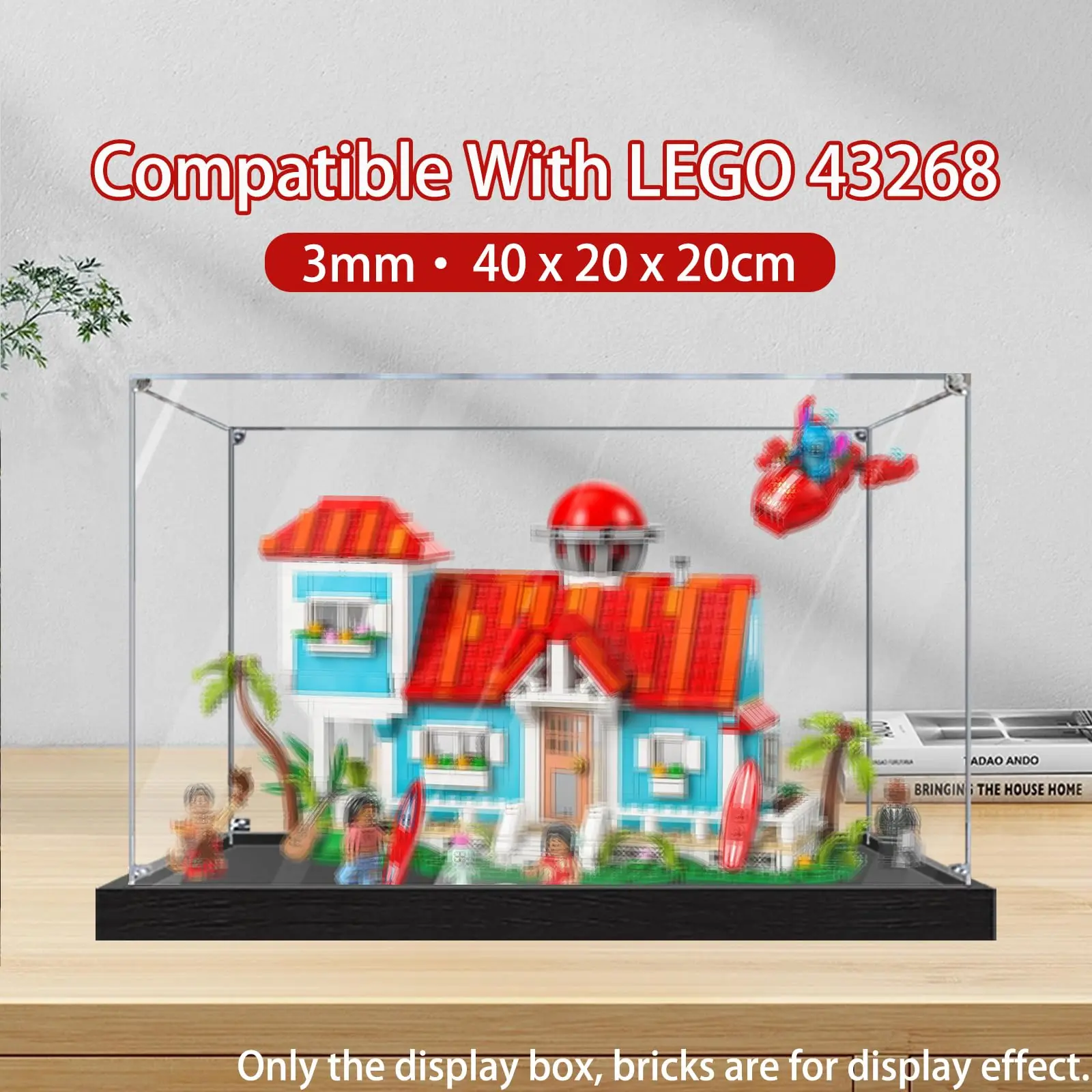 

Acrylic Display Case for Lego 43268 Lilo and Stitch Beach House Model - Clear Dustproof Storage Box (Model Not Included)