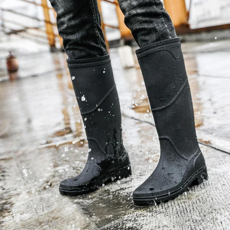 

Уличная водонепроницаемая и нескользящая мужская обувь с резинками на дождливый день, дешевые резиновые сапоги с широкими пальцами для мужчин, грязевые сапоги для подростков на низком каблуке для взрослых