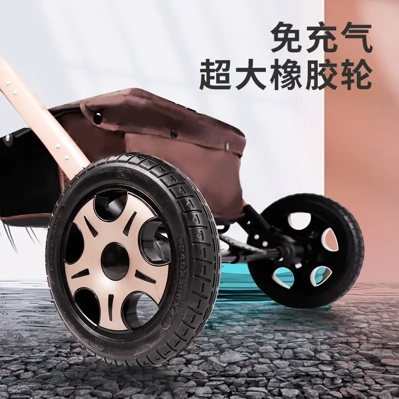 Baby strollers can be seated and can be folded. Four-wheeled rubber shock-proof strollers are used in the four seasons.