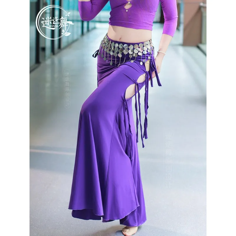 Customized Belly Dance Skirt Tassel Long Dress Eastern Dance Clothes Performance Dress Bottom Fish Tail Skirt Female Sexy