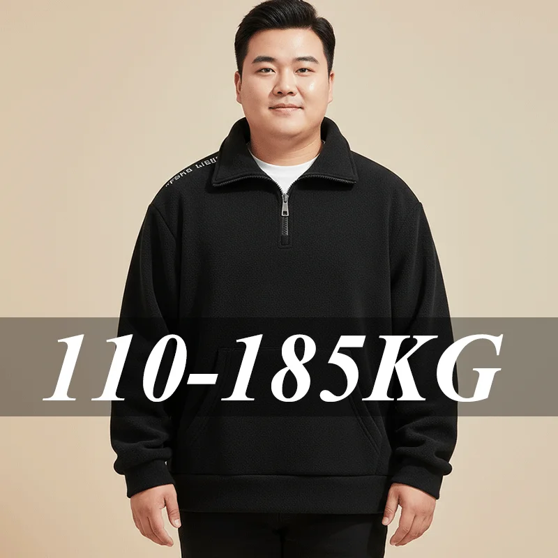 Herbst männer Halb Zipper Sweatshirts Plus Größe Langarm Schwarz Pullover Rollkragen Streetwear Winter Warme Jacke Sport Tops