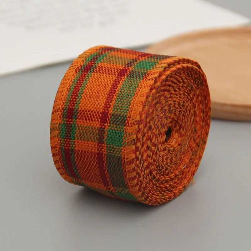 6M عيد الميلاد متقلب السلكية حافة نسج الشريط منقوشة أسود أحمر أخضر الماس تحقق نمط الحرفية عيد الميلاد الديكور الكتان #4