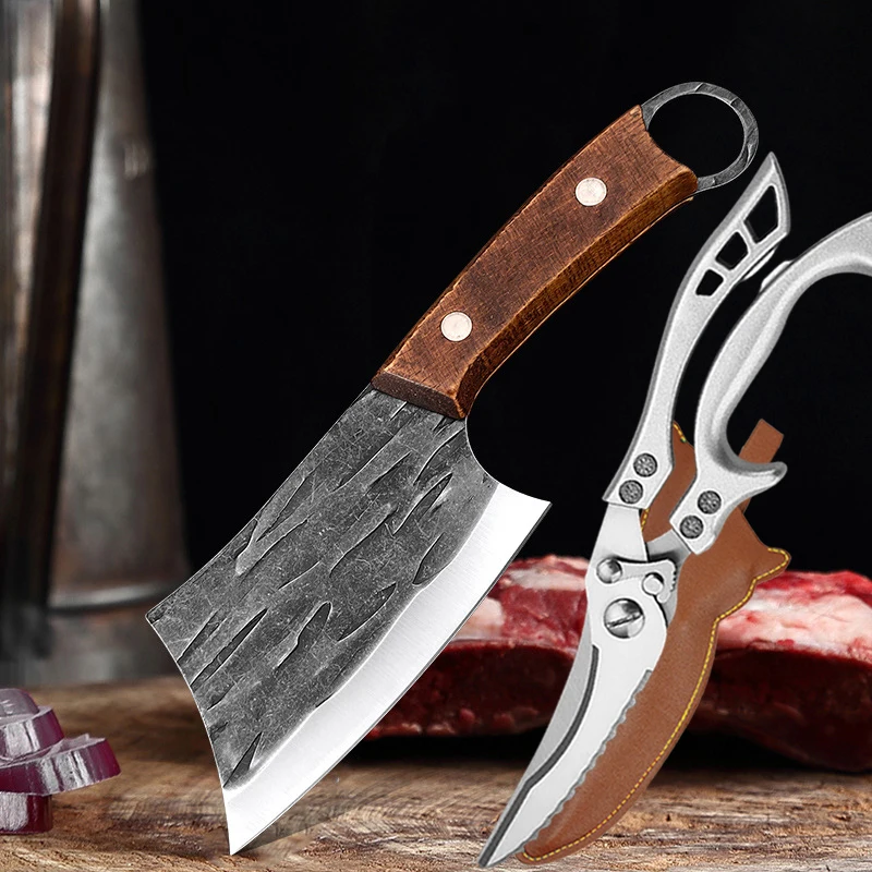 

Forged Chef Knives Kitchen Cutting Cleaver Scissors Knife Tools Utility Deboning Bone Chicken Meat Slicing Knife