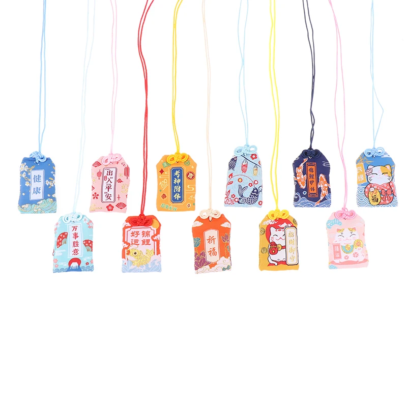 Japanese Prayer Omamori Pray Fortune Beauty Health Safety Lucky Charms Wealth Bag Guard Talisman Pendant Keychain for Couples