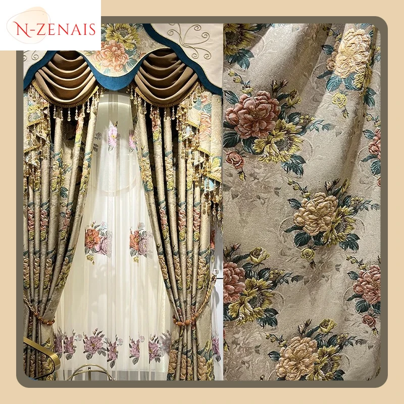 

Fashion Curtains for Living Dining Room Bedroom New Luxury European Style Embossed Luxury Thickened Blackout Window Curtains