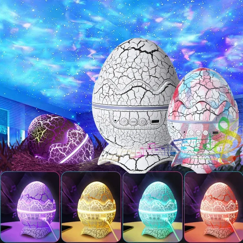 Dinosaur Egg Shell Galaxy Projector Starry Sky Night Light Bluetooth-Speakers LED Nebula Lamp Cute Gaming Room Decor Kids Gift