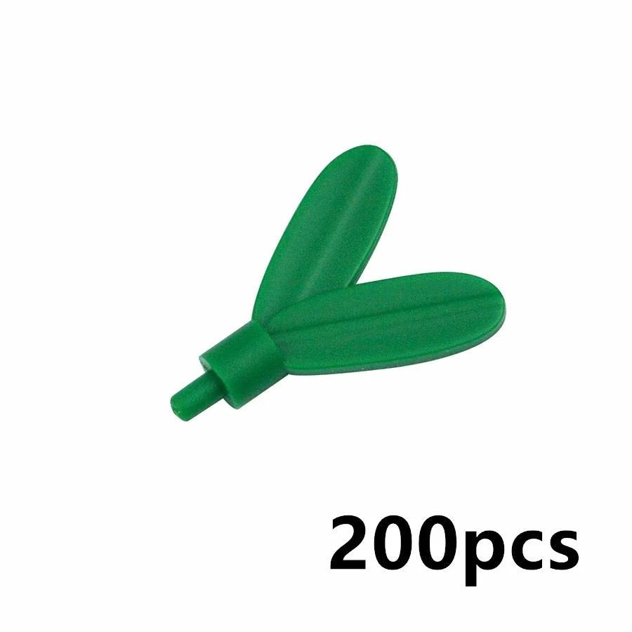 MOC 200 Stück Bausteine Pflanze Blumenstiel Baum Blatt Bodenstift mit 2 Blättern Gras Garten Teile Baustein Kompatibel Montage Spielzeug – Detail 5