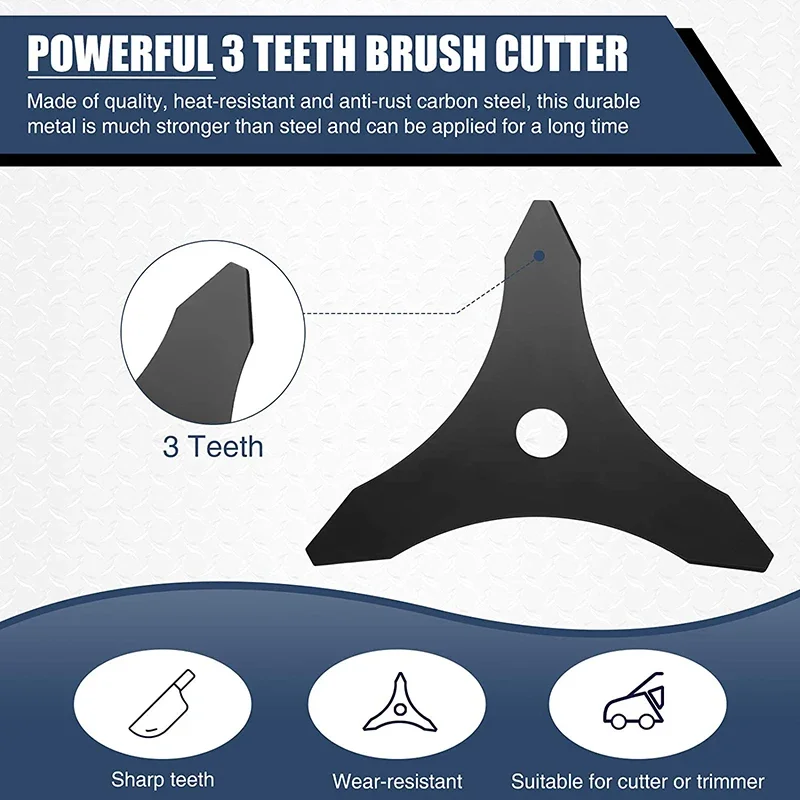 3 Teeth Brush Cutter Blade Grass Trimmer Blade Brush Cutter Cutting Disc Garden Tool Accessories Lawn Mower Triangular Saw Blade