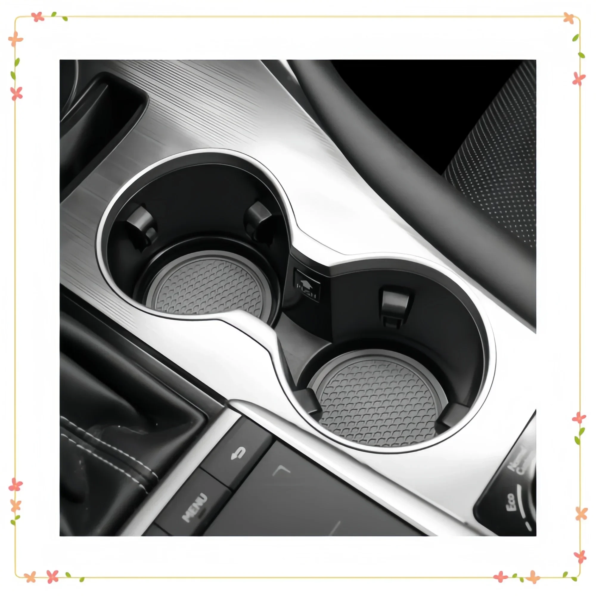 

4-Piece Non-Slip Cup Holder Insert Mats, Decorative Patterns for Car SUV Truck Van Interior