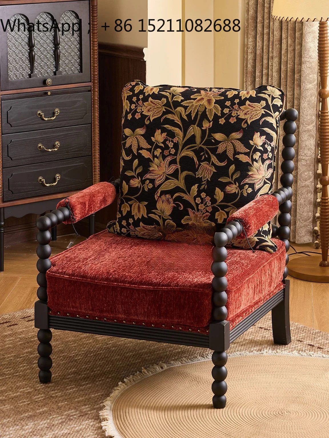 SCY small apartment household sofa chair retro leisure single chair solid wood lazy sofa tiger chair